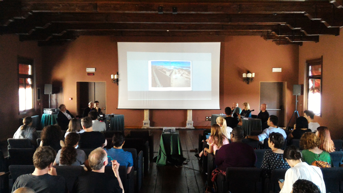 Kenneth Frampton at the conference "The Mies Crown Hall American Prize 2018 - Publication Press Preview and Panel" at the Palladio Hotel, Venice, organized by ACTAR Publishing and IITAC Press, May 25, 2018 - Image courtesy of the PhotoPhore