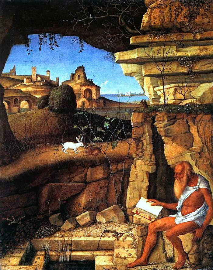 Giovanni Bellini, St Jerome Reading in the Countryside, 1505. National Gallery of Art.