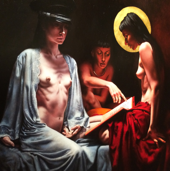 Saturno Buttò, La conversazione [The Conversation], Oil on wood, 120x120 cm [Detail] Photo by the PhotoPhore. Image courtesy of Saturno Buttò