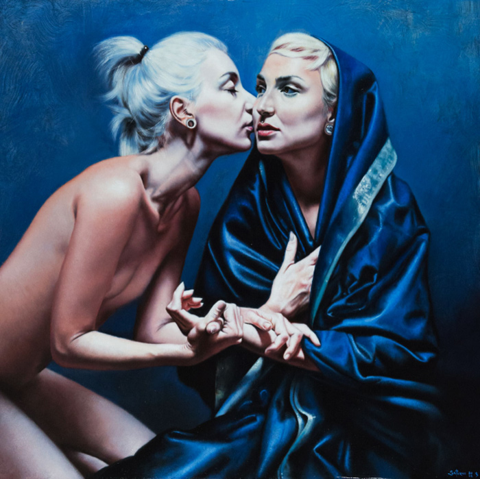 Saturno Buttò, L'Angelo e la Vergine [The Angel and the Virgin], Oil on wood, 70x70 cm Photo by the PhotoPhore. Image courtesy of Saturno Buttò